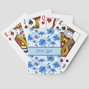 Blauw Korenbloem Type Bloempatroon Pokerkaarten