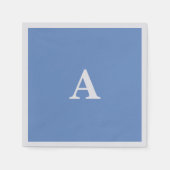 Blauw Korensblauw Monogram Initiaal Wit Aangepaste Servet (Voorkant)