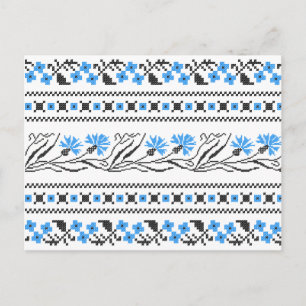 Blauw kornflower kruisstitsontwerp briefkaart