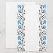 Blauw kornflower kruisstitsontwerp briefpapier (Voorkant / Achterkant)