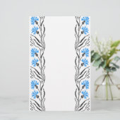 Blauw kornflower kruisstitsontwerp briefpapier (Staand voorkant)