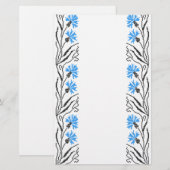 Blauw kornflower kruisstitsontwerp briefpapier (Voorkant / Achterkant)