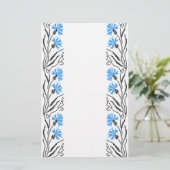 Blauw kornflower kruisstitsontwerp briefpapier (Staand voorkant)