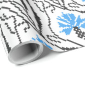 Blauw kornflower kruisstitsontwerp cadeaupapier (Rol Hoek)