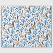 Blauw kornflower kruisstitsontwerp cadeaupapier (Vlak)