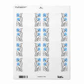Blauw kornflower kruisstitsontwerp etiket (Full Sheet)