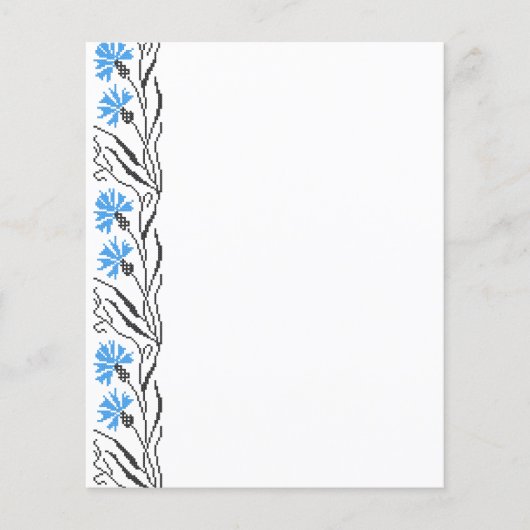 Blauw kornflower kruisstitsontwerp flyer (Voorkant)