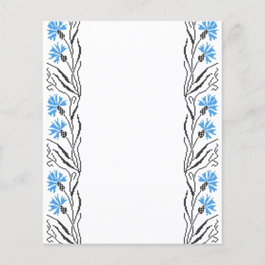Blauw kornflower kruisstitsontwerp flyer (Voorkant)