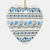 Blauw kornflower kruisstitsontwerp keramisch ornament (Rechts)