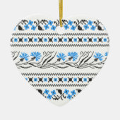 Blauw kornflower kruisstitsontwerp keramisch ornament (Voorkant)