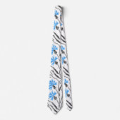 Blauw kornflower kruisstitsontwerp stropdas (Voorkant)