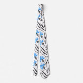 Blauw kornflower kruisstitsontwerp stropdas (Achterkant)
