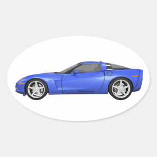 Blauw korvet: ovale sticker