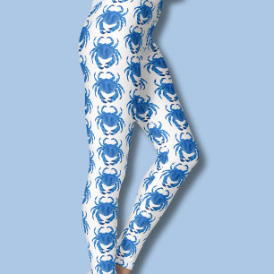 Blauw Krabpatroon Leggings