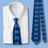 Blauw Krabpatroon Stropdas