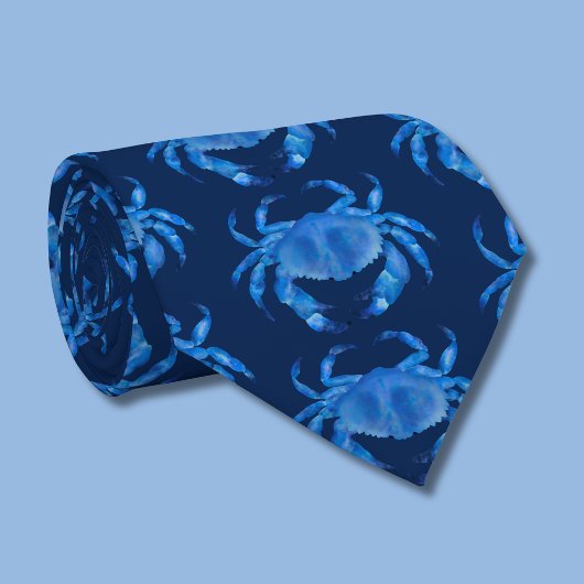 Blauw Krabpatroon Stropdas