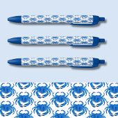 Blauw krabpatroon zwarte inkt pen