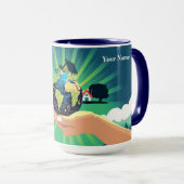 Blauw Kracht Aardedag Sfeer Mok (Voorkant rechts)