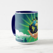 Blauw Kracht Aardedag Sfeer Mok (Voorkant links)