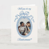 Blauw  Kralen Lijst Boog Bruidsmeisje Voorstel (Voorkant)