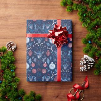 Blauw Krampus inpakpapier | Unieke donkere vakanti