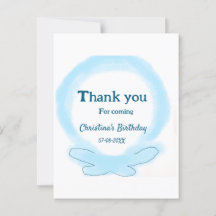 Blauw krans bloem waterverf dank je dat je gekomen