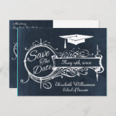  blauw krijt Afstuderen Bewaar de datum Aankondigingskaart (Voorkant / Achterkant)