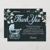 Blauw krijtbord Douche Dank u kaarten (Voorkant / Achterkant)