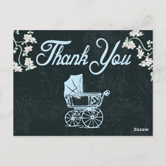 Blauw krijtbord Douche Dank u kaarten (Achterkant)