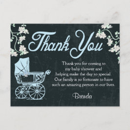 Blauw krijtbord Douche Dank u kaarten