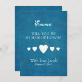 Blauw krijtbord, je wordt m'n bruidsmeisje kaart (Voorkant / Achterkant)