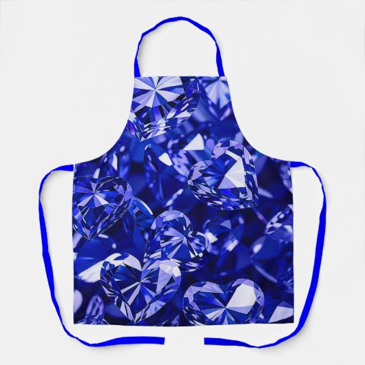 Blauw Kristal Diamant Harten Schort (Voorkant)