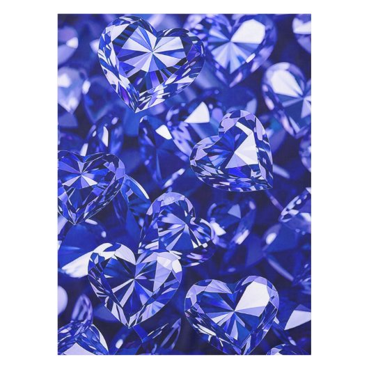Blauw Kristal Diamant Harten Tafelkleed (Voorkant)