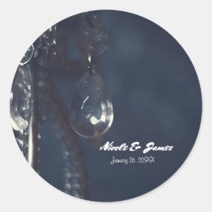 Blauw kristal elegant romantisch huwelijksfeest ca ronde sticker