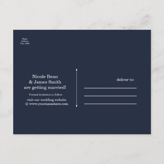 Blauw kristal elegant romantisch Save the Date Aankondigingskaart (Achterkant)