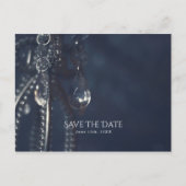 Blauw kristal elegant romantisch Save the Date Aankondigingskaart (Voorkant)