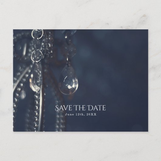 Blauw kristal elegant romantisch Save the Date Aankondigingskaart (Voorkant)