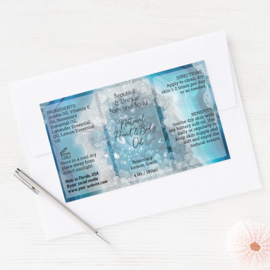 Blauw Kristal Fles Label 4oz Olie Dropper Product (Envelop)