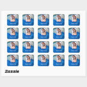 Blauw kristal foto achtergrond vierkante sticker (Vel)