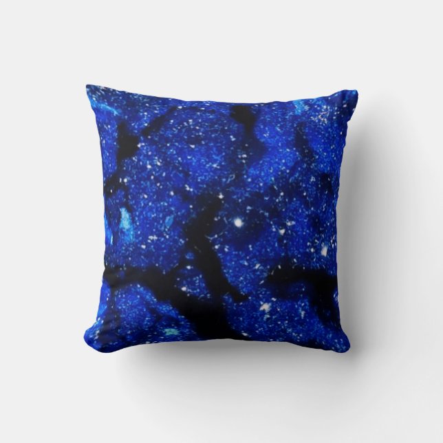 Blauw-kristal-geode kwartssteen kussen (Voorkant)