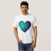 Blauw kristal geometrisch hart t-shirt (Voorkant volledig)