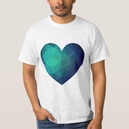 Blauw kristal geometrisch hart t-shirt (Voorkant)