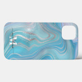 Blauw kristal marmer Iridescent Agate Case-Mate iPhone Case (Achterkant (horizontaal))