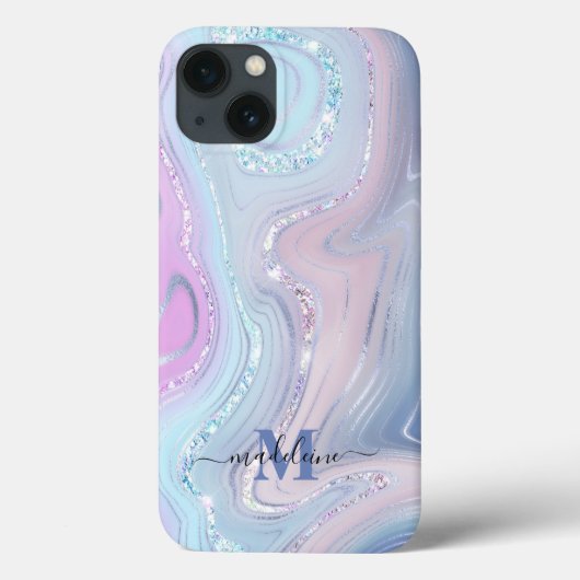 Blauw kristal marmer Iridescent Agate Case-Mate iPhone Case (Achterkant)