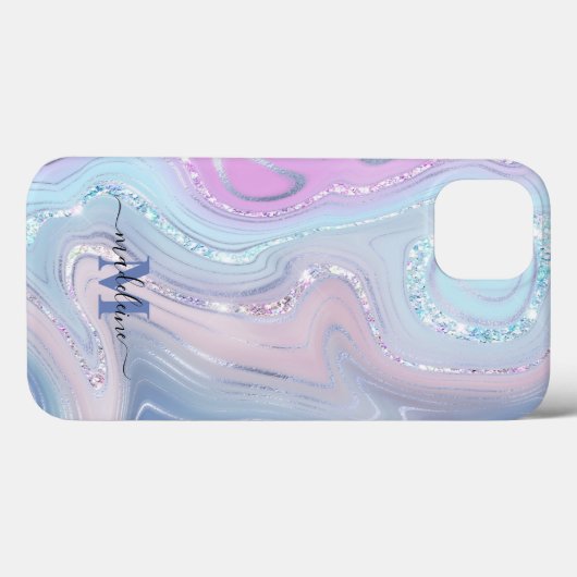 Blauw kristal marmer Iridescent Agate Case-Mate iPhone Case (Achterkant (horizontaal))