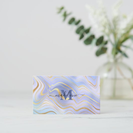 Blauw Kristal marmer Iridescent Agate Outstanding Visitekaartje (Staand voorkant)