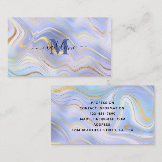 Blauw Kristal marmer Iridescent Agate Outstanding Visitekaartje (Voorkant / Achterkant)