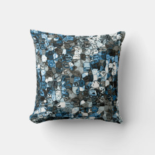 blauw kristal / mozaïek abstract ontwerp kussen