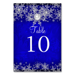 Blauw Kristal Parel Sneeuwvlok Tafel Nummerkaart Kaart