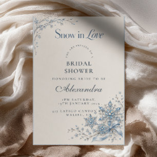 Blauw Kristal Sneeuw in Love Bruidsuitnodiging Kaart
